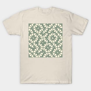 Sage Green Vintage Checkered Flowers T-Shirt